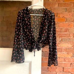 Flair Sleeve Cherry Sheer Top